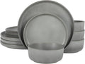 Gibson Elite Pasco 12 Piece Plates and Bowls Reactive Glaze Dishes Stoneware by GibsonHomewares