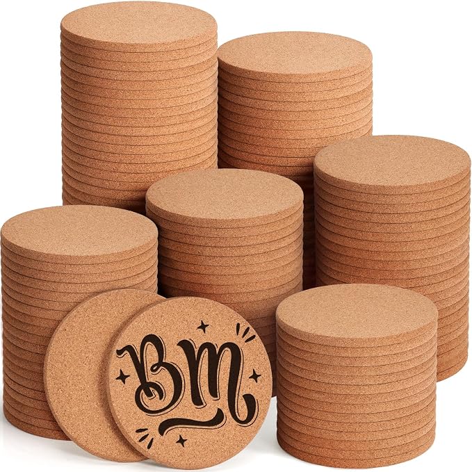 160 PCS Cork Coasters for Laser Engraving, Thick Absorbent Blank Coasters | 4 by GOHDODD