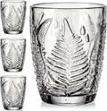 Clear Drinking Glasses Set of 4, 10 oz Glass Cups, Vintage Fern Glassware | by QELVIO