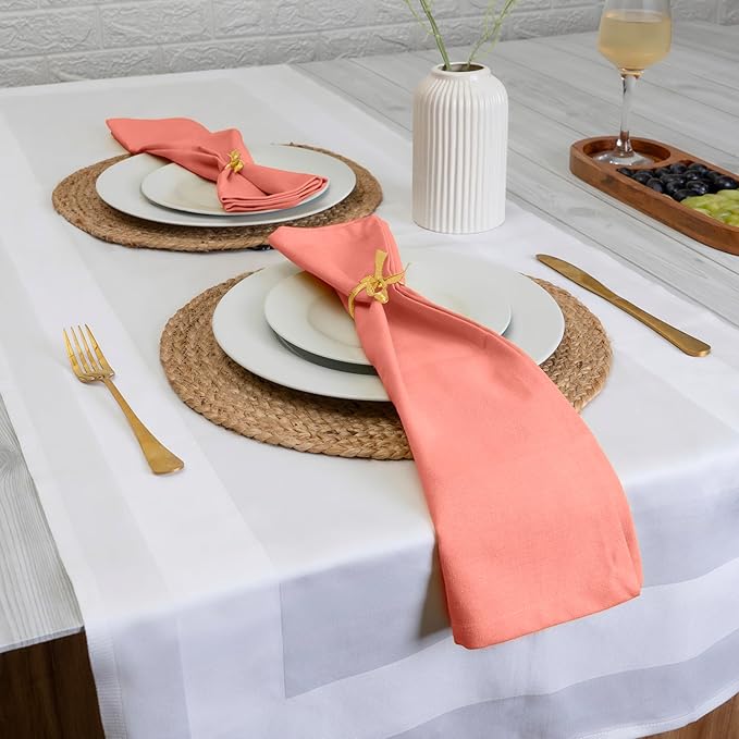 Blue Needles Solid Cloth Napkins Set of 6 Salmon 100% Cotton Dinner Napkins 18x18 inches - Soft, Reusable, Absorbent & Washable Linen, Ideal for Christmas Events, Parties & Everyday Use
