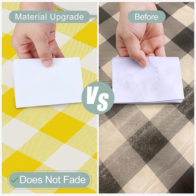 misaya Rectangle Waterproof Vinyl Table Cloth, Buffalo Flannel Backed Tablecloth, Wipeable Plastic Table Cover for Dinner, Kitchen, Outdoor (60" x 120", Yellow and White)