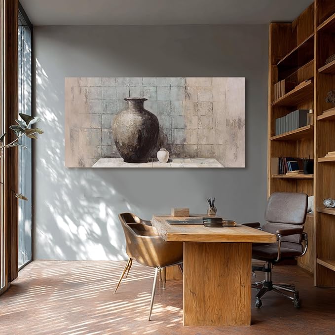 Paintings Home Decor Vintage Wall Decor Wall Decorations Rustic Farmhouse Wall Art Vase Painting Framed Art Abstract Canvas Wall Art for Living Room Bedroom Dining Room Home Office Decor 24"X48"