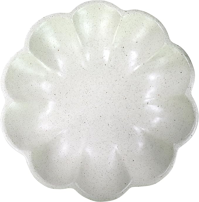 Large Handmade Decorative Bowl decor, Scalloped Pedestal Bowls for Modern Home Decor,Ruffle Decor,Stylish Key Bowl for Entry Table,Decorative Fruit Bowl for Kitchen Counter,Light Gray
