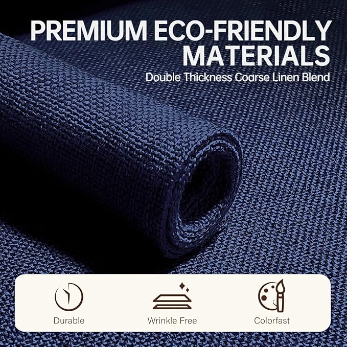 Blue Forest Placemats Set of 4, Dual-Layered Thickened Faux Linen Table Mats Heat Resistant Machine Washable Wrinkle Free Place Mats for Kitchen Dining Outdoor/Indoor (NavyBlue)