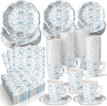 Pickmesh 252 Pcs Blue Bow Floral Tea Party Supplies by Pickmesh