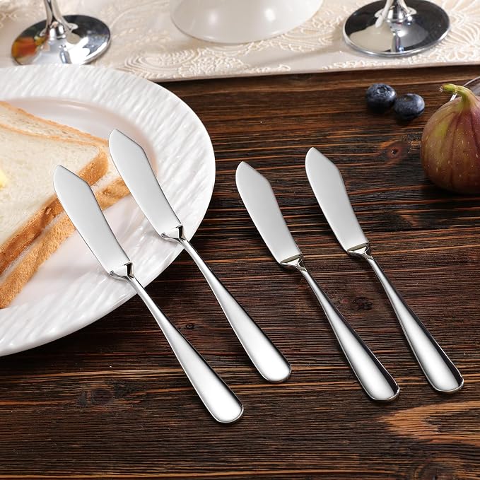 Premium Louise 4-Piece 7-Inch Butter Knife Set | 18/10 Stainless Steel Butter - Image 3