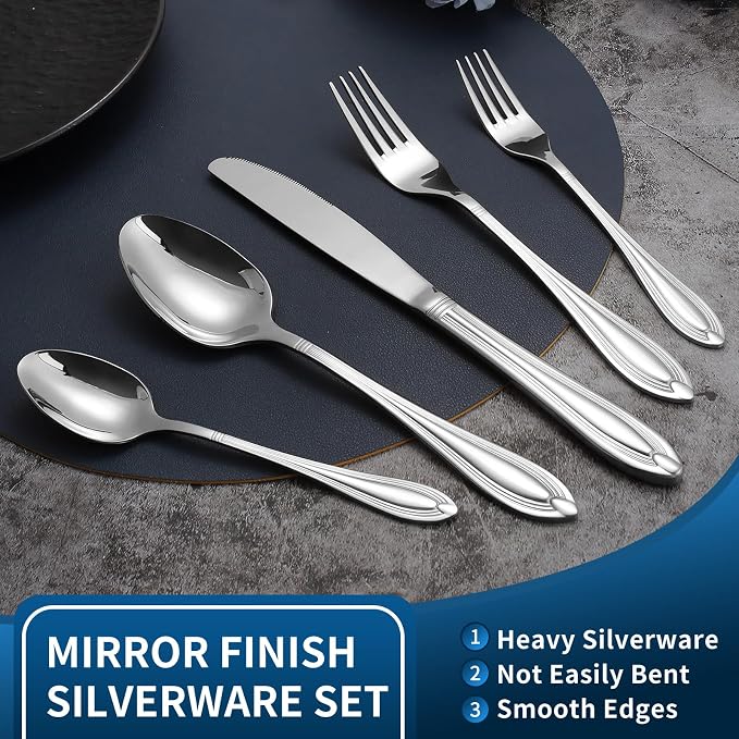 Silverware Set for 8, 40-Piece Flatware Set Include Spoons And Forks Set - Image 3