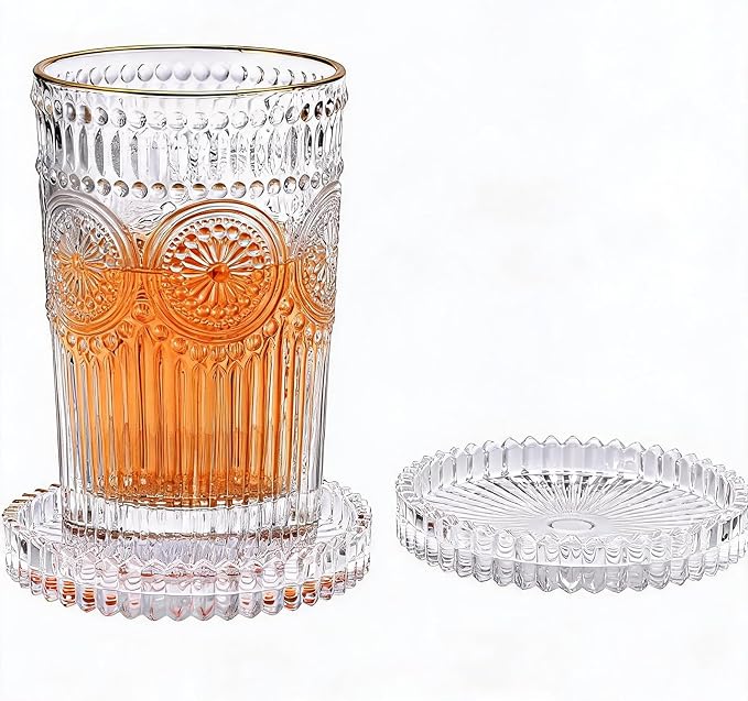 Modern Clear Coasters Set of 2- Glass Cup Coaster by Unknown