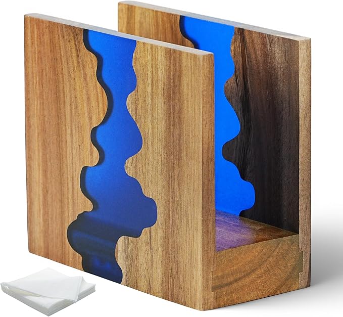 Artistic Napkin Holder | Loongresinwood Acacia Wood & Epoxy Resin | Thickened by Loongresinwood