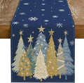 Christmas Table Runner 13x72 Inch, Xmas Trees Snowflakes Holiday Decorative by GEEORY