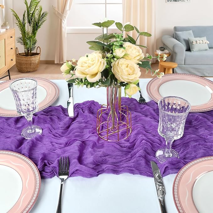 12 Pack 10Ft Dark Purple Cheesecloth Table Runner 23 x 120 Inch | Gauze Rustic - Image 4