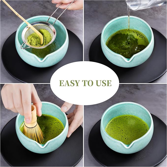 YIBO Matcha Whisk Set, Matcha Kit Bamboo Whisk and Ceramic Bowl - Image 4