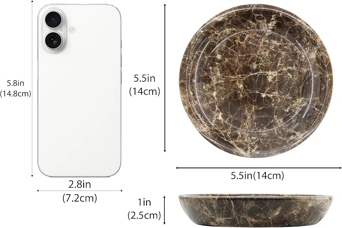 Small Natural Marble Jewelry Tray Key Plate Holder Dish Trinket Decor Catch All - Image 2