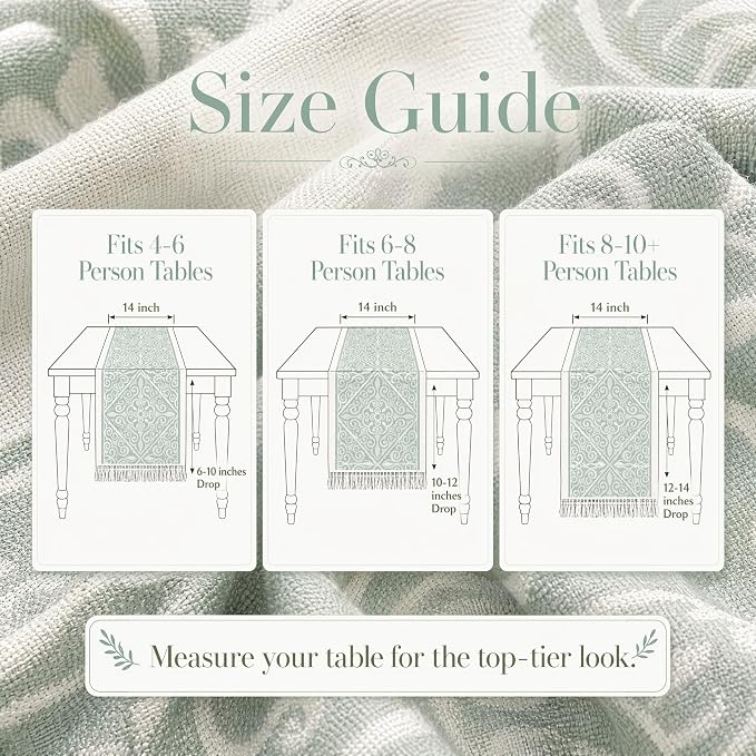 14x107 Damask Table Runner Waterproof French Vintage Dresser Scarf | Planning a - Image 6