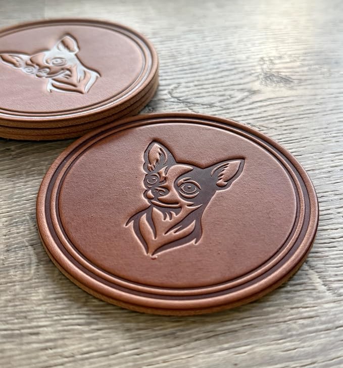 Dog Breed Leather Coasters – Premium Full Grain Table Protectors - Image 4