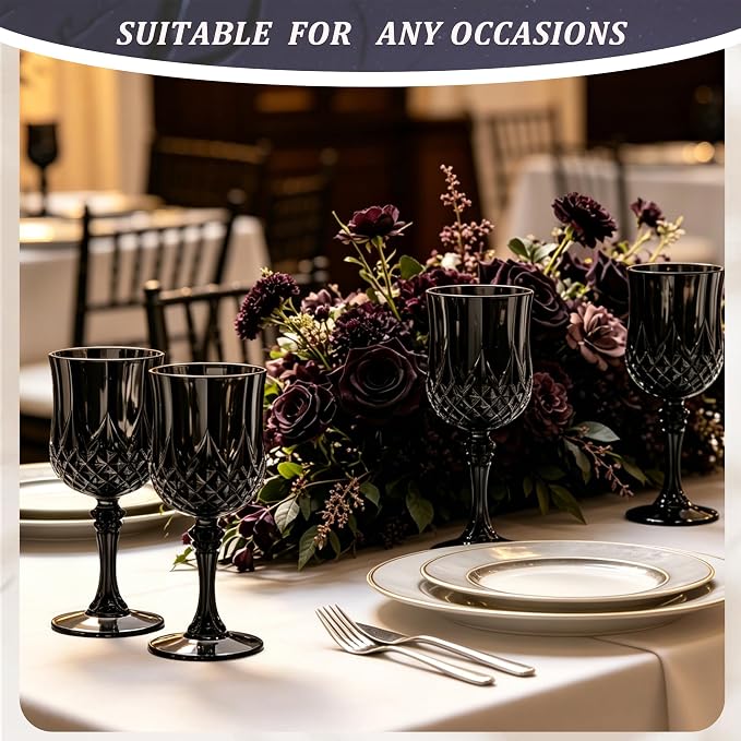 7OZ Plastic Wine Glasses, Reusable Vintage Goblets Unbreakable Drinking Glasses - Image 4