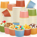 Zopeal 96 Pcs Fall Wildflower Disposable Ice Cream Bowls 9oz Colorful Gradient Color Paper Snack Cups with Gold Scallop for Parties, Weddings, Baby Showers, Desserts, Yogurt, and Salads