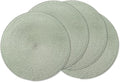 AHHFSMEI Round Braided Placemats 15 Inch Round Table Mats for Dining Tables Natural Woven Heat Resistant Place mats Set of 4 (Sage Green,4)