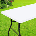 Smiry Rectangle Picnic Table Cloth, Waterproof Elastic Fitted Tablecloths for 6 Foot Tables, Washable Polyester Table Cover for Camping, Indoor and Outdoor (White, 30"x72")
