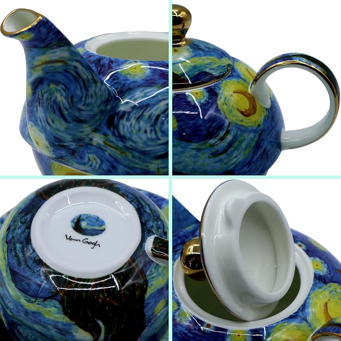 Porcelain 13 OZ Tea for One Teapot and Cup Set Vintage Floral Ceramic Tea Set - Image 3