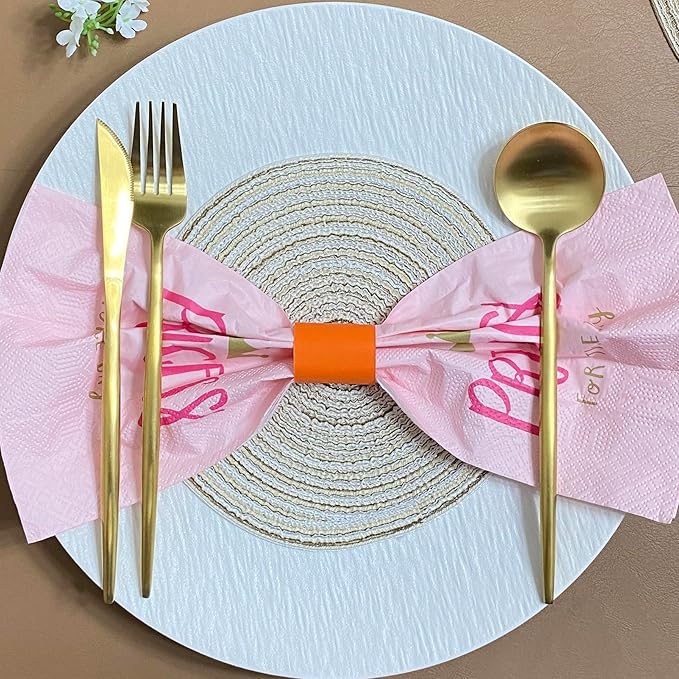 Germiwipe 500 Pcs Orange Self-Adhesive Paper Napkin Bands - Disposable Napkin Rings for Silverware Wraps, Ideal for Restaurants, Weddings, Parties & Catering Events