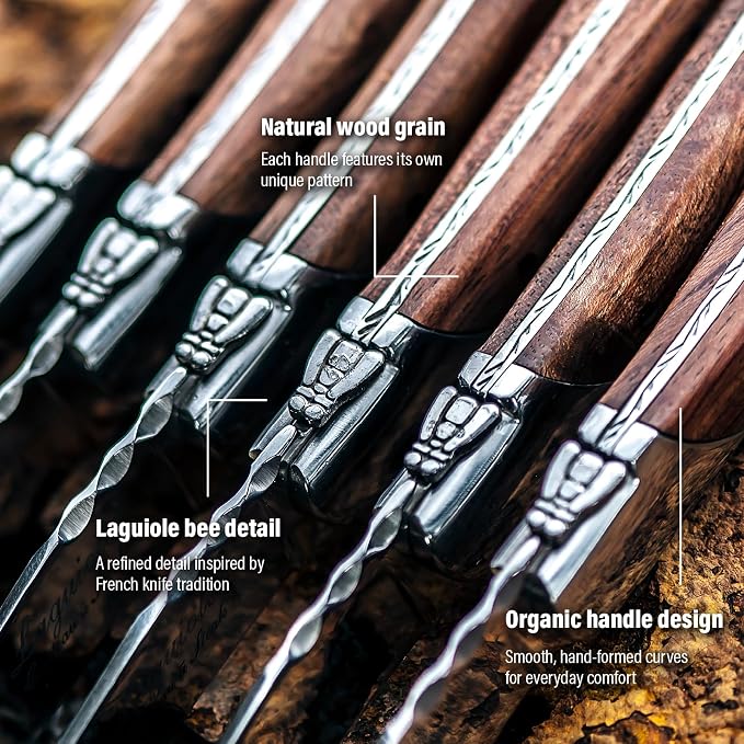 Laguiole Style De Vie Steak Knives, Luxury Line, 6 Pieces, Olive Wood, in - Image 5