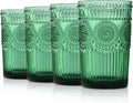 Joeyan Green Vintage Drinking Glasses, Embossed Ribbed Water Glass Cups by JoeyanHousehold
