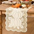 Artoid Mode Beige Lace Jacquard Pumpkin Leaf Fall Table Runner, Seasonal by ArtoidMode