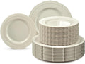 " OCCASIONS " 240 Plates Pack,(120 Guests) Extra Heavyweight Vintage Wedding Disposable/Reusable Plastic Plates 120x 11'' Dinner + 120 x 8.25'' Salad/Dessert Plate (Chateau Ivory)