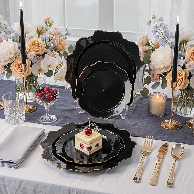 50PCS Black and Gold Plates - Image 6