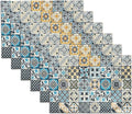 Mandala Bohemian Placemats Set of 6 Two-Sided Washable Table Placemat Boho Mat Fabric Cloth Vintage Flower for Farmhouse Kitchen Outdoor Dining Decor 12x18 Inch (Bohemian B)