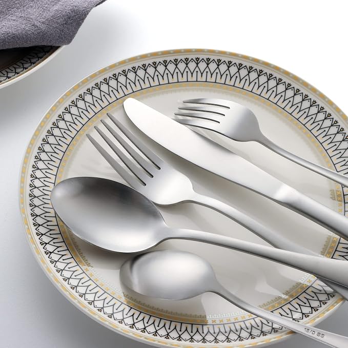 40 Piece Silverware Set, LIANYU Flatware Cutlery Set - Image 2