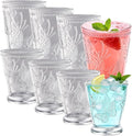 8 Pack Embossed Vintage Mixed Drinking Glasses, 12 Oz & 9 Oz Glasses | Embossed by Unknown