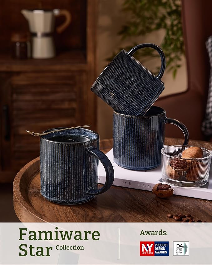 famiware Coffee Mug Set for 8, Star 16 oz Catering Mugs Cup Set - Image 3