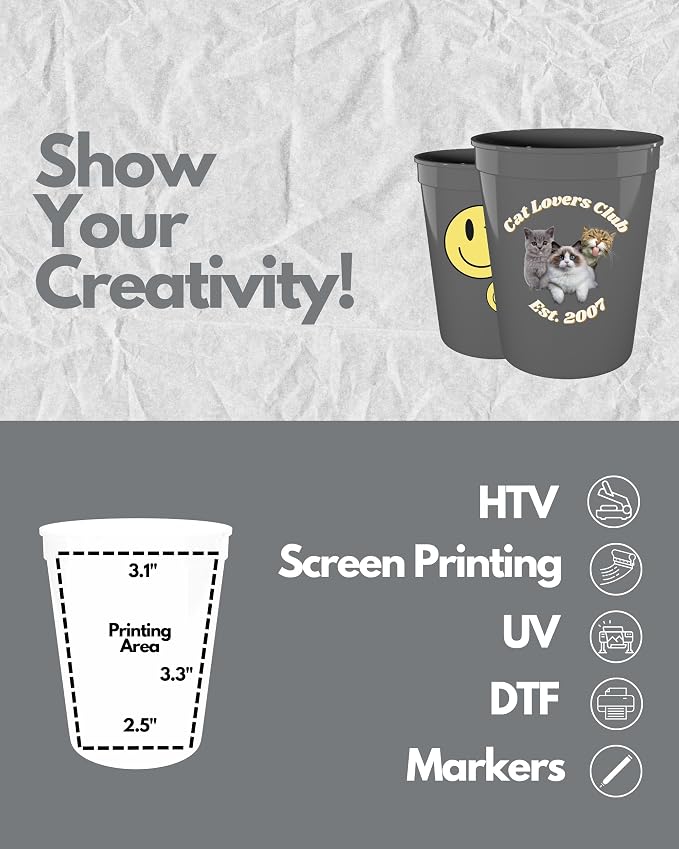 PartyPrints 16 oz Reusable Blank Plastic Cups, Colored Plastic Drinking Cups - Image 3