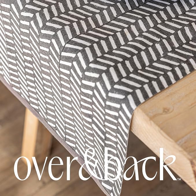 over&back 18x108 Hand-Blocked Printed Cotton Table Runner - Image 6