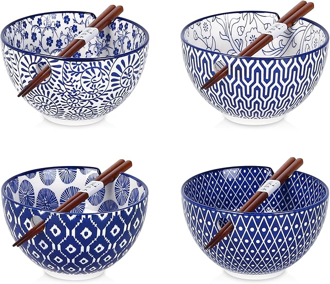Selamica Ceramic Ramen Bowls Set, 15 OZ Noodle Bowls by Selamica