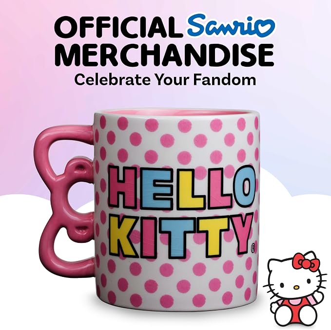 Silver Buffalo Sanrio Hello Kitty Rainbow, 3D Sculpted Handle Mug, 20oz | Polka - Image 4
