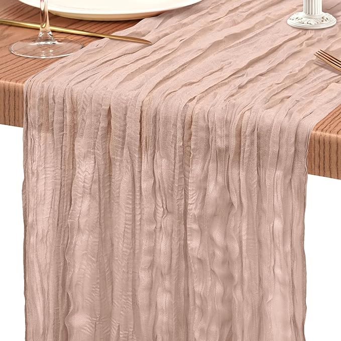 4 Pack Cheesecloth Table Runner 10FT Dusty Pink Table Runner Boho Gauze Cheese - Image 9