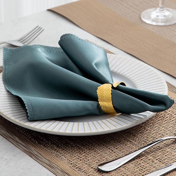 Gold Leaf Napkin Rings Set of 8, Metal Leaves Napkin Ring