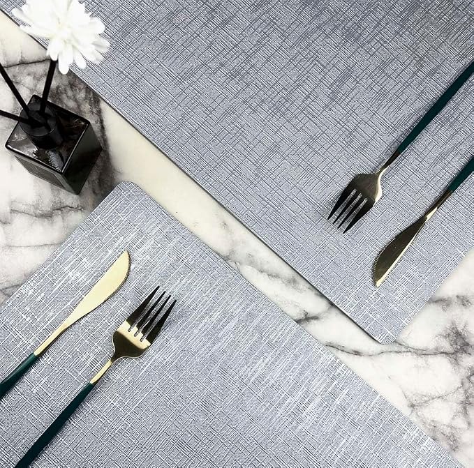 Elegant Placemats and Coasters Set 6, Vinyl Washable Place Mats - Image 3