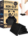 CasterMaster Square Rubber Caster Cups - Black, 3" x 3", Pack of 4 - Furniture Sliders for Hardwood Floors - Noise-Dampening Rubber Feet - Floor Protectors for Furniture