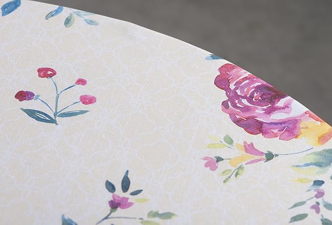 Maison d' Hermine Table Cloth Round Table 100% Cotton 69 Round Inches Tablecloth Reusable Decorative for Dining Room Farmhouse Home Valentines Day Decorations Spring Summer - Rose Garden