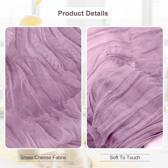 10 Pack Lilac Cheesecloth Table Runner 35x120 Inch 10Ft Rustic Gauze Cheese - Image 3