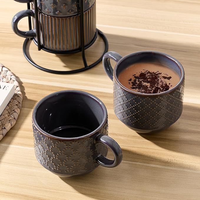 JIEMEI HOME Large Ceramic Coffee Mug Set of 4 - Image 6