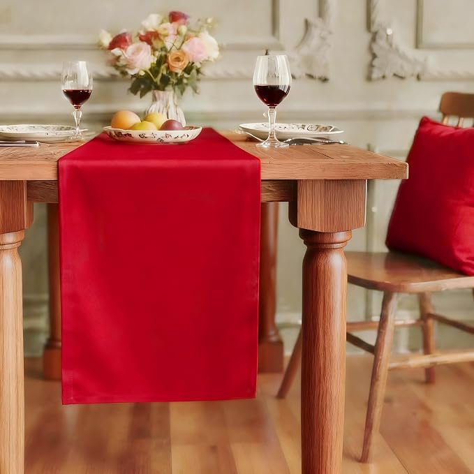 FOLINS&HOME Red Waterproof Decorative Table Runner 72 Inches Long | 210GSM by FOLINSHOME