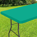 Smiry Rectangle Tablecloth, Elastic Fitted Flannel Backed Vinyl Tablecloths for 8ft Folding Tables, Waterproof Wipeable Table Covers for Indoor, Outdoor, Camping and Picnic (Green, 30"x96")