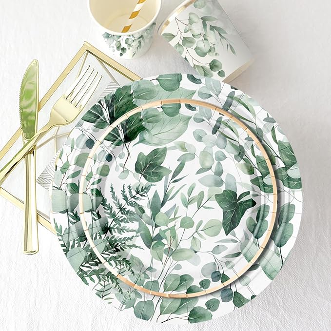 WRAPAHOLIC 25Pcs Eucalyptus Paper Plates - Image 3