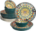 YA JU Mandala Dinnerware Sets Serves 4, Buffet Dinnerware, Boho Plates and by Jinsongdafa