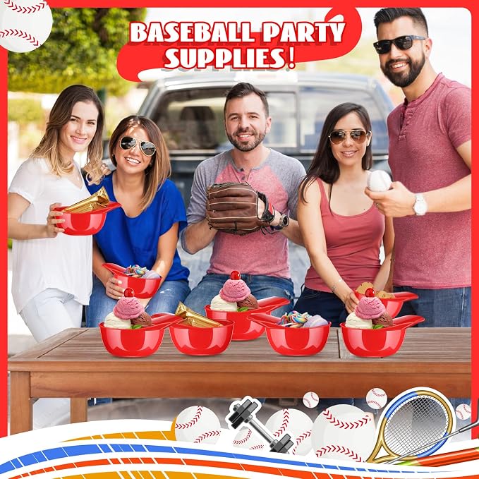 Ice Cream Dessert Baseball Cap Bowls Baseball Helmet Snack Bowl 8 oz Mini Party - Image 5